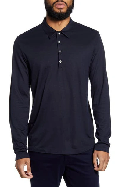 Shop Theory Sharp Slim Fit Long Sleeve Polo In Eclipse/ Dk Grey