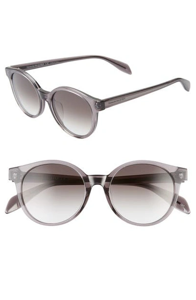Shop Alexander Mcqueen 52mm Round Sunglasses In Transparent Grey Gradient
