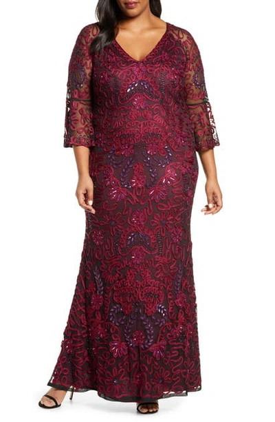 Shop Js Collections Bell Sleeve Bead & Soutache Gown In Black Jam