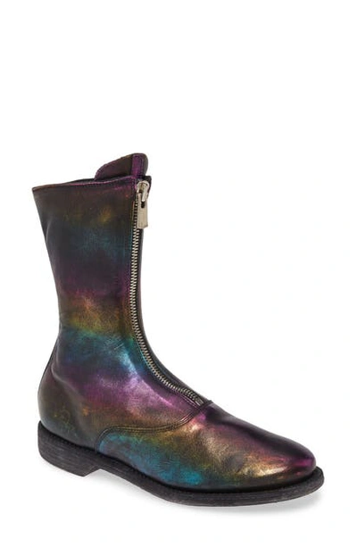 Shop Guidi Front Zip Army Boot In Laminated Rainbow