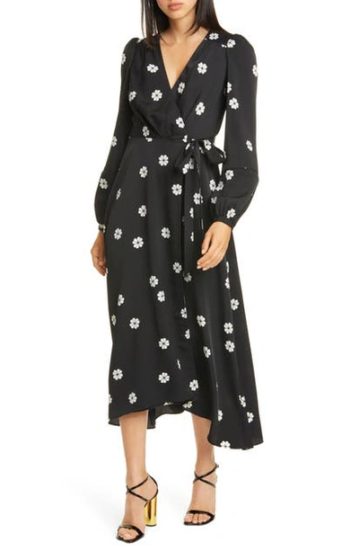 Shop Kate Spade Clover Toss Long Sleeve Wrap Dress In Black