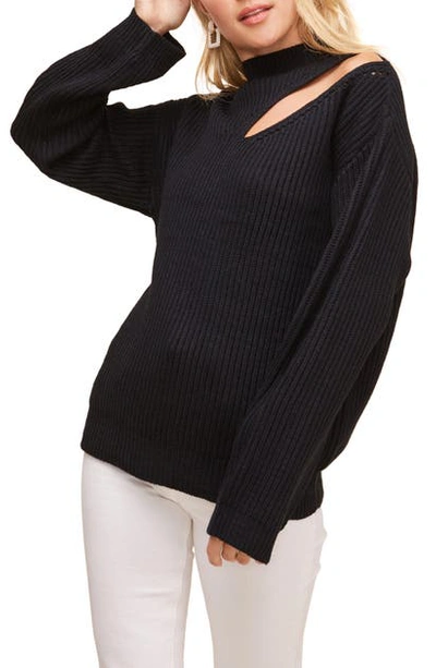 Shop Astr Cutout Turtleneck Sweater In Black