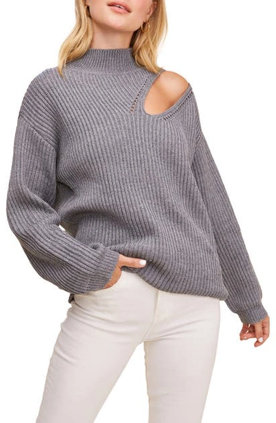 Shop Astr Cutout Turtleneck Sweater In Grey