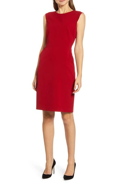 Shop Anne Klein Sabre Stretch Cap Sleeve Sheath Dress In Titian Red