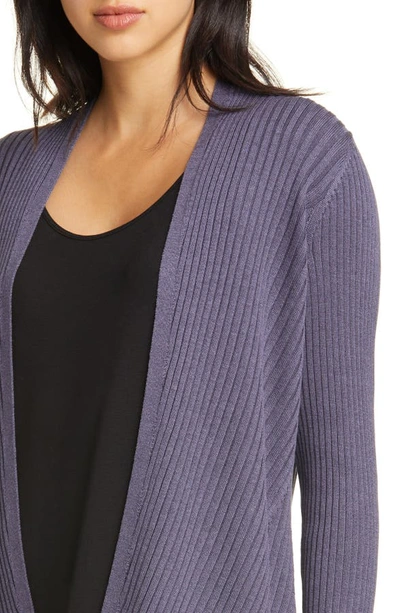 Shop Eileen Fisher Ribbed Cardigan In Blue Shale