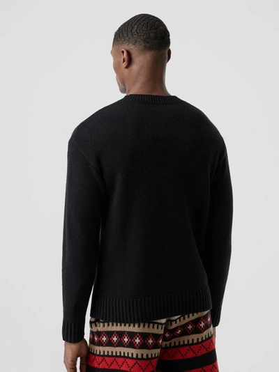 Shop Burberry Slogan Intarsia Cashmere Sweater In Black