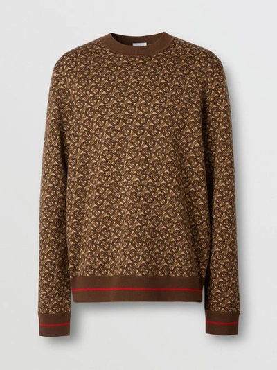 Shop Burberry Monogram Wool Jacquard Sweater In Bridle Brown