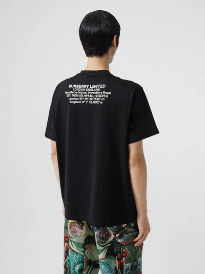 Shop Burberry Location Print Cotton Oversized T-shirt In Black