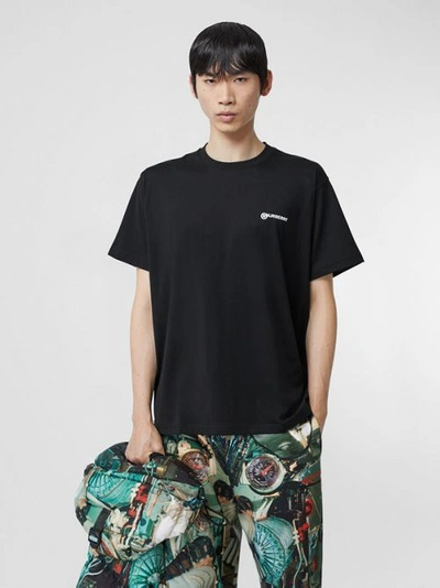 Shop Burberry Location Print Cotton Oversized T-shirt In Black