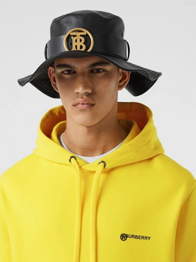 Shop Burberry Logo Print Cotton Hoodie In Canary Yellow