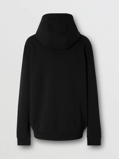 Shop Burberry Contrast Logo Graphic Cotton Hooded Top In Black