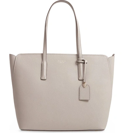 Shop Kate Spade Large Margaux Leather Tote In Beige