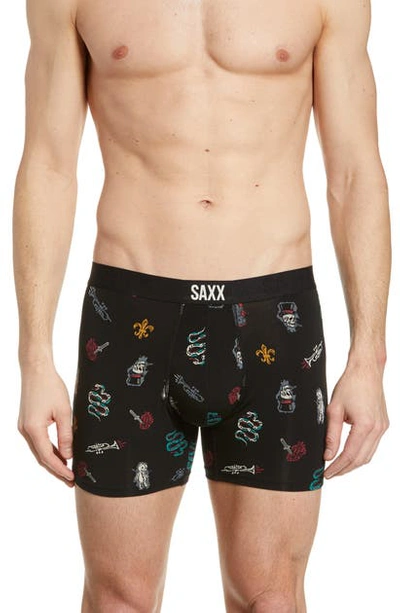 Shop Saxx 'vibe' Stretch Boxer Briefs In Black Mardi Gras