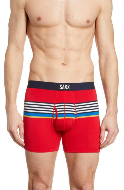 Shop Saxx Ultra Boxer Briefs In Red Regatta Stripe