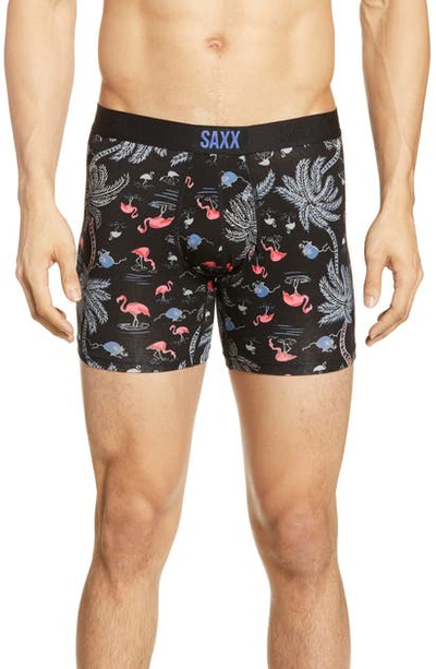 Shop Saxx 'vibe' Stretch Boxer Briefs In Black Flamingo Beach
