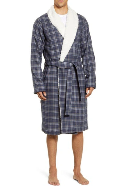 Shop Ugg Kalib Robe In Navy Plaid