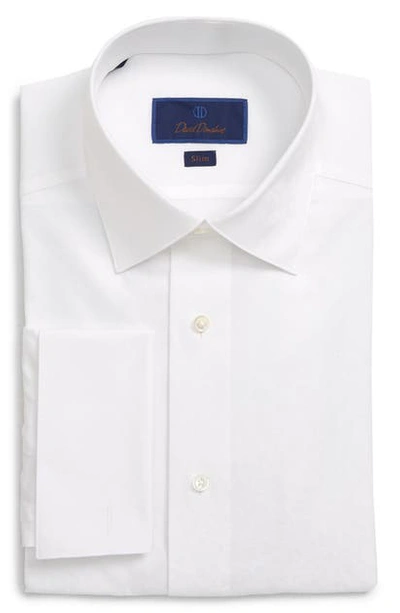 Shop David Donahue Slim Fit Tuxedo Shirt In White