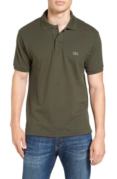 Shop Lacoste L1212 Regular Fit Pique Polo In Army Green