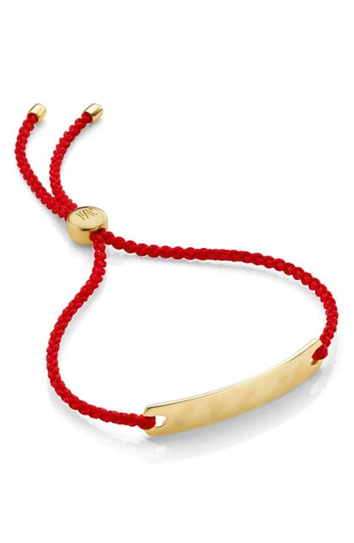 Shop Monica Vinader Engravable Havana Mini Friendship Bracelet In Gold/ Coral