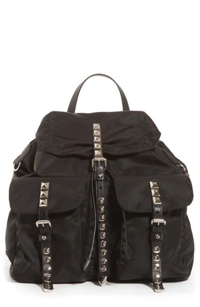 Shop Prada Studded Nylon Backpack In Nero