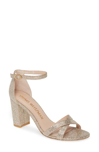 Shop Stuart Weitzman Nearlynude Ankle Strap Sandal In Platino Night Stars