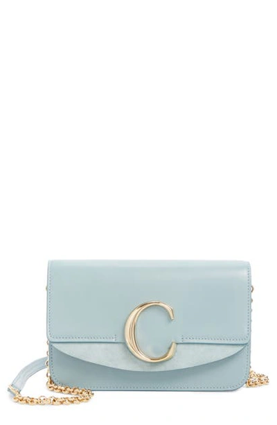 Shop Chloé Mini Leather Shoulder Bag In Faded Blue