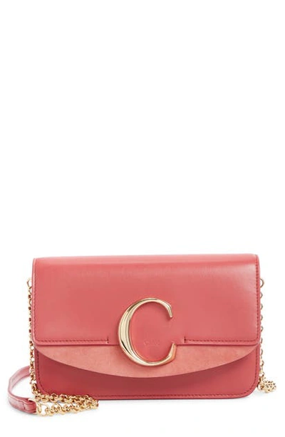 Shop Chloé Mini Leather Shoulder Bag In Scarlet Pink