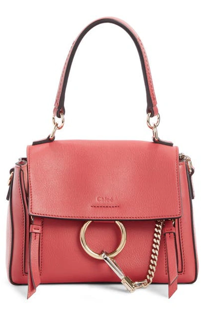 Shop Chloé Mini Faye Day Leather Crossbody Bag In Scarlet Pink