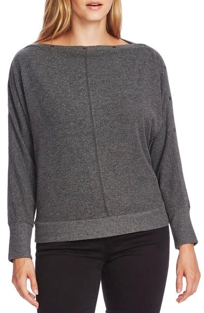 Shop Vince Camuto Snap Trim Dolman Sleeve Sweater In Medium Heather Grey