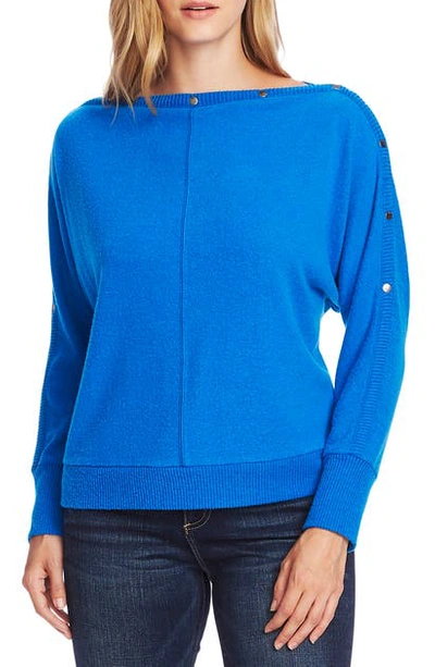 Shop Vince Camuto Snap Trim Dolman Sleeve Sweater In Peacock