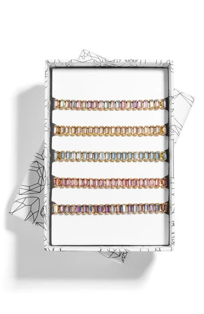 Shop Baublebar Alidia Set Of 5 Crystal Pull Through Bracelets In Pastel