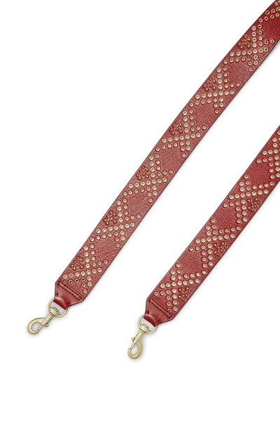 Shop Rebecca Minkoff Eyelet Guitar Strap In Deep Red