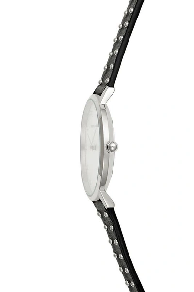 Shop Rebecca Minkoff Major Silver Tone Black Stud Strap Watch, 35mm