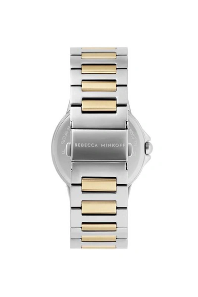 Shop Rebecca Minkoff Cali Two Tone Stud Strap Gold Plated Bracelet Watch, 36mm In Silver