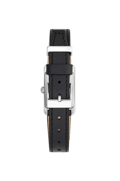 Shop Rebecca Minkoff Moment Silver Tone Veg Tan Strap Watch, 19mm X 30mm In Black