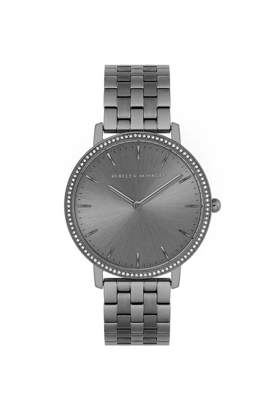 Shop Rebecca Minkoff Major Grey Ion Plated Tone Bracelet Watch, 35mm