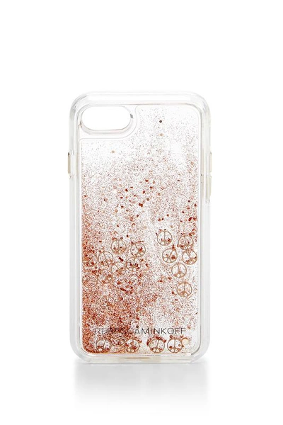 Shop Rebecca Minkoff Peace Sign Glitterfall Case For Iphone 7 In Glitter/peace Signs