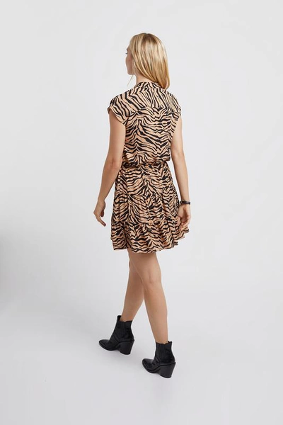 Shop Rebecca Minkoff Ollie Dress In Camel Zebra