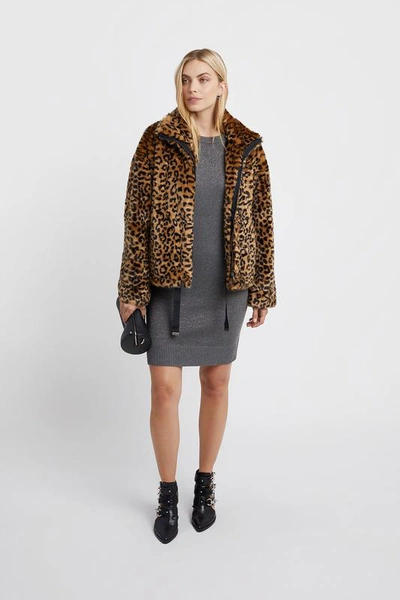 Rebecca Minkoff Brigit Faux Fur Leopard Print Jacket In Multi