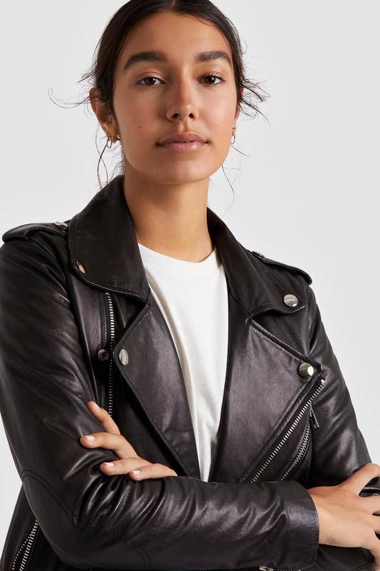 Rebecca Minkoff Leather Andrea Jacket Faux Fur Collar In Black | ModeSens