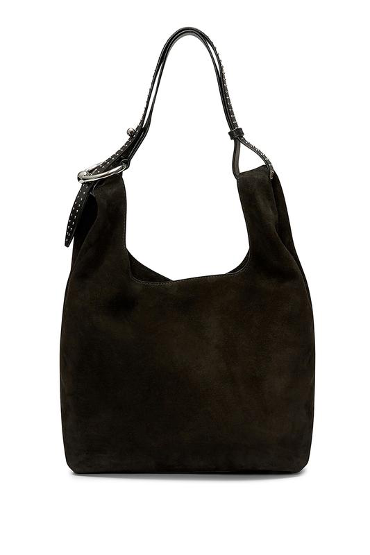 black leather hobo bag with silver hardware