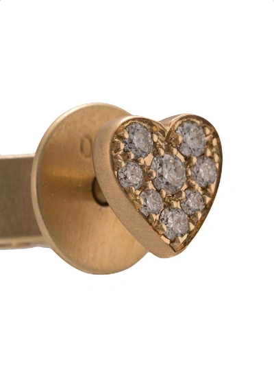 Shop Sophie Bille Brahe Pave Diamond Heart Stud Earrings In Gold
