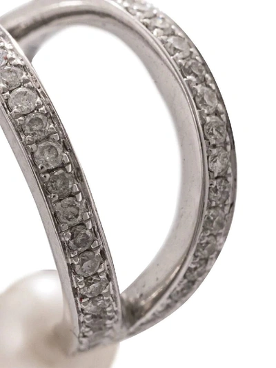 Shop Anissa Kermiche Double Arc Diamond Cuff Earring White Gold In Silver