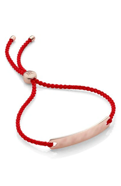 Shop Monica Vinader Engravable Havana Mini Friendship Bracelet In Rose Gold/ Coral