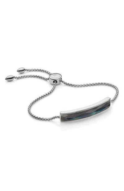 Shop Monica Vinader Engravable Silver Baja Facet Bracelet In Silver/ Labradorite