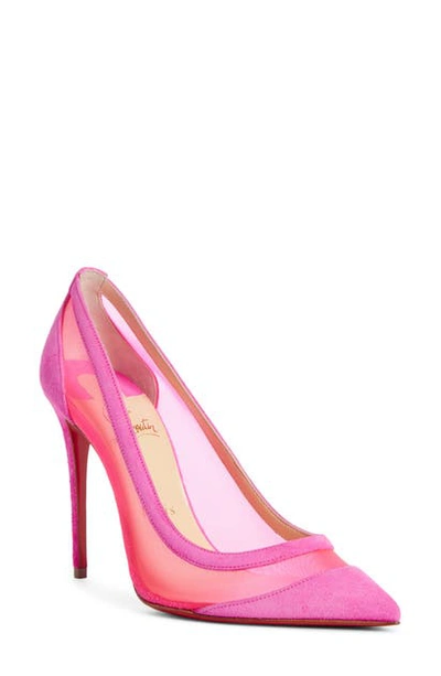 Shop Christian Louboutin Galativi Pointed Toe Mesh Pump In Diva Pink