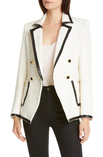 Shop Veronica Beard Cato Double Breasted Dickey Jacket In Ivory