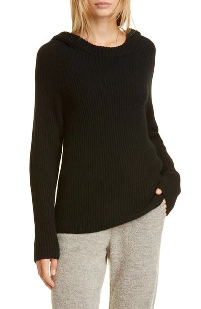 Shop Vince Raglan Sleeve Wool & Cashmere Hoodie In Black