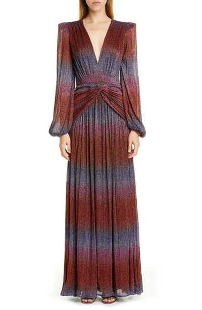 Shop Patbo Rainbow Wrap Long Sleeve Gown In Multi