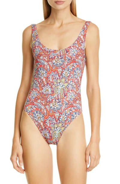 Shop Etro Floral Paisley Print One-piece Swimsuit In Red